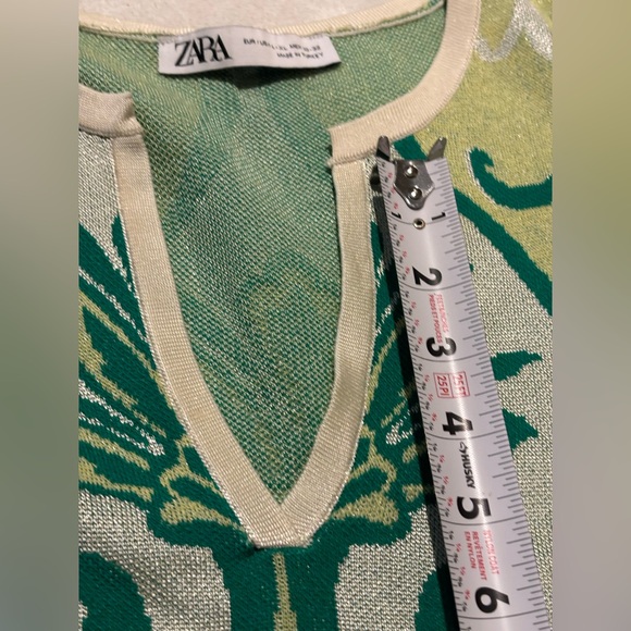 Jacquard Knit Boho Floral Hippie Tunic Dress Oversized Green TikTok Kaftan L-XL - Picture 13 of 16